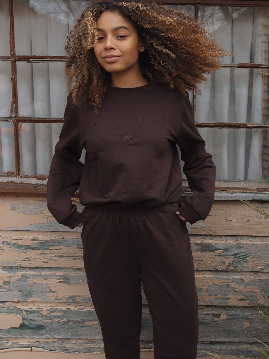 Indy Brand SWEATSHIRT BROWN COLOR SET TOP